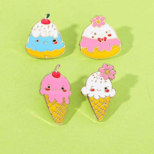 Enamel Brooch, Tibetan Style, Ice Cream, Unisex & different styles for choice, golden, Sold By PC