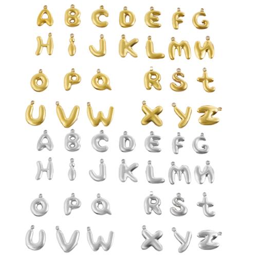 Pendentifs en acier inoxydable Lettre, Acier inoxydable 304, Lettre d’alphabet, Placage, DIY, plus de couleurs à choisir, 10PC/sac, Vendu par sac