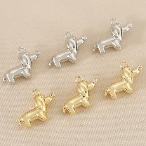 Cubic Zirconia Micro Pave Brass Pendant, Dog, plated, DIY & micro pave cubic zirconia, more colors for choice, nickel, lead & cadmium free, 10PCs/Bag, Sold By Bag