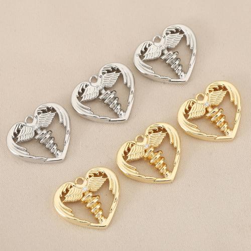 Cubic Zirconia Micro Pave Brass Pendant, Heart, plated, DIY & micro pave cubic zirconia & hollow, more colors for choice, nickel, lead & cadmium free, 10PCs/Bag, Sold By Bag