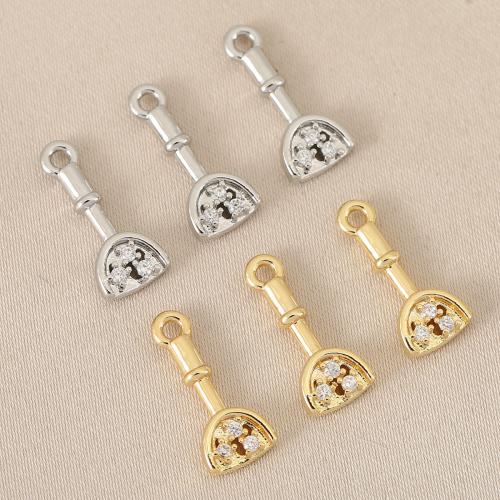 Cubic Zirconia Micro Pave Brass Pendant, Shovel, plated, DIY & micro pave cubic zirconia, more colors for choice, nickel, lead & cadmium free, 10PCs/Bag, Sold By Bag