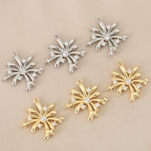 Cubic Zirconia Micro Pave Brass Pendant, Flower, plated, DIY & micro pave cubic zirconia, more colors for choice, nickel, lead & cadmium free, 10PCs/Bag, Sold By Bag