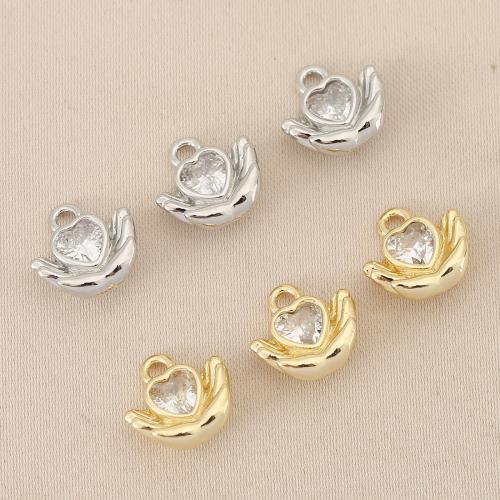 Cubic Zirconia Micro Pave Brass Pendant, Heart, plated, DIY & micro pave cubic zirconia, more colors for choice, nickel, lead & cadmium free, 10PCs/Bag, Sold By Bag