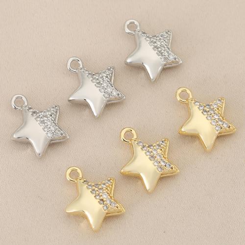Cubic Zirconia Micro Pave Brass Pendant, Star, plated, DIY & micro pave cubic zirconia, more colors for choice, nickel, lead & cadmium free, 10PCs/Bag, Sold By Bag