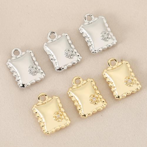 Cubic Zirconia Micro Pave Brass Pendant, plated, DIY & micro pave cubic zirconia, more colors for choice, nickel, lead & cadmium free, 10PCs/Bag, Sold By Bag