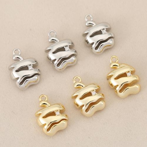 Cubic Zirconia Micro Pave Brass Pendant, plated, DIY & micro pave cubic zirconia, more colors for choice, nickel, lead & cadmium free, 10PCs/Bag, Sold By Bag