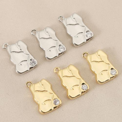 Cubic Zirconia Micro Pave Brass Pendant, plated, DIY & micro pave cubic zirconia, more colors for choice, nickel, lead & cadmium free, 10PCs/Bag, Sold By Bag