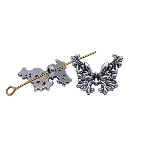 Perles animaux en alliage de zinc, papillon, Placage, DIY, 20PC/sac, Vendu par sac