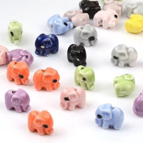 Porcelain Jewelry Beads, Elephant, DIY, more colors for choice, 14x11mm, Hole:Approx 2mm, Sold By PC