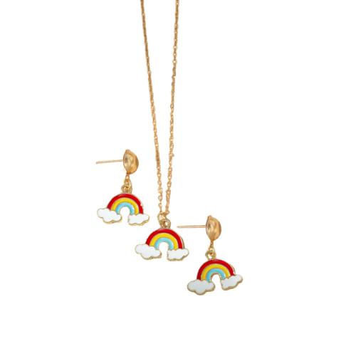 Tibetan Style Jewelry Set, earring & necklace, gold color plated, 2 pieces & different styles for choice & for woman & enamel, necklace length 42-47cm, earring length 20-25mm, Sold By Set