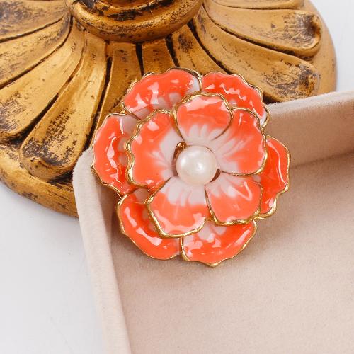 Broche perle d'eau douce, alliage de zinc, avec perle d'eau douce cultivée, Placage de couleur d'or, bijoux de mode & émail, plus de couleurs à choisir, 35.28x14.73x35.76mm, Vendu par PC