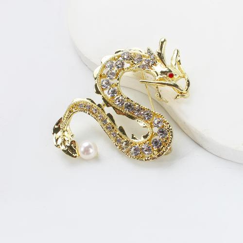 Broche perle d'eau douce, alliage de zinc, avec perle d'eau douce cultivée, Placage de couleur d'or, bijoux de mode & avec strass, plus de couleurs à choisir, 42.24x10.20x54.59mm, Vendu par PC