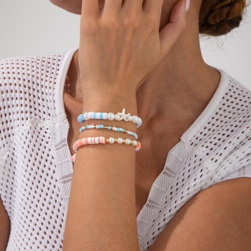Wrap Bracelet, Tibetan Style, with Seedbead & Copper Coated Plastic & Plastic Pearl, gold color plated, 3 pieces & fashion jewelry, more colors for choice, Sold By Set