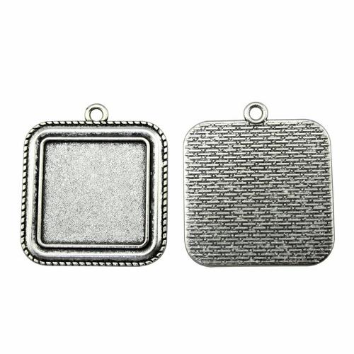 Tibetan Style Pendant Cabochon Setting, Square, plated, DIY, Inner Diameter:Approx 25mm, Sold By PC