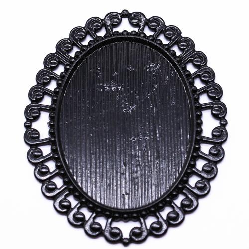 Tibetan Style Pendant Cabochon Setting, plated, DIY, black, Inner Diameter:Approx 30x40mm, Sold By PC