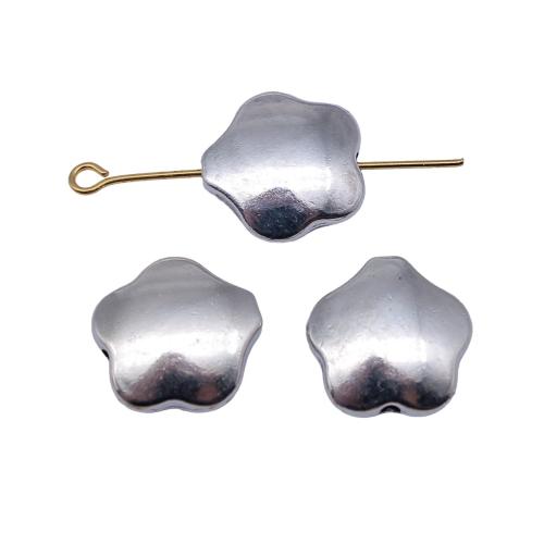Perles plates en alliage de zinc , fleur, Placage, DIY, 15x15x5mm, 10PC/sac, Vendu par sac