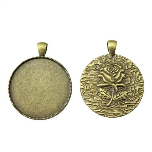 Tibetan Style Pendant Cabochon Setting, Round, plated, DIY, antique bronze color, Inner Diameter:Approx 35mm, Sold By PC