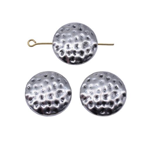 Perles plates en alliage de zinc , Rond, Placage, DIY, 19x19x6mm, 5PC/sac, Vendu par sac