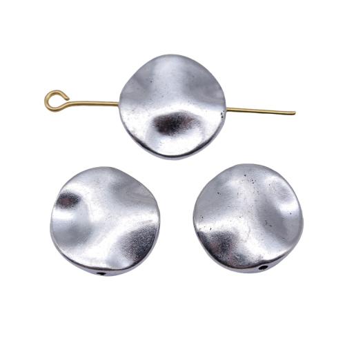 Perles plates en alliage de zinc , Rond, Placage, DIY, 15x15x3.40mm, 10PC/sac, Vendu par sac