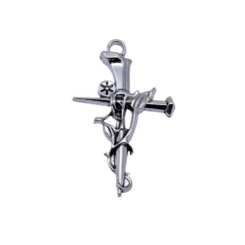 Pendentifs croix en alliage de zinc  , Placage, DIY & creux, 38x23mm, 10PC/sac, Vendu par sac