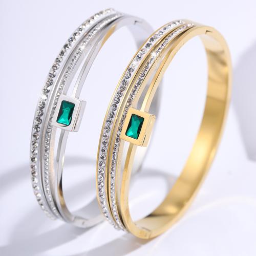 acero inoxidable 304 Brazalete, tres capas & unisexo & con diamantes de imitación, más colores para la opción, Vendido por UD