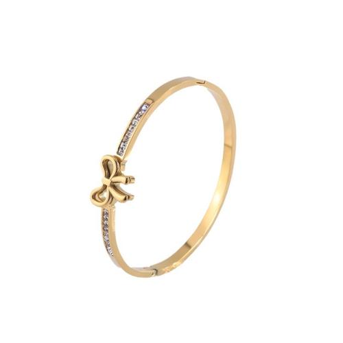 acero inoxidable 304 Brazalete, diferentes estilos para la opción & para mujer & con diamantes de imitación, dorado, Vendido por UD