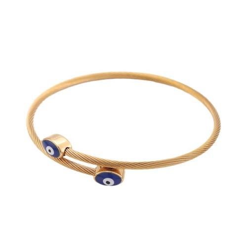 304 Stainless Steel Cuff Bangle, plated, fashion jewelry & for woman & enamel, golden, Sold By PC