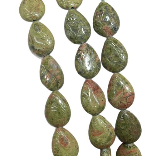 Natural Unakite Beads, Teardrop, DIY, mixed colors, 13-18mm, Sold Per 38 cm Strand