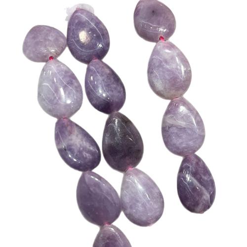 Gemstone Jewelry Beads, Natural Lepidolite, Teardrop, DIY, purple, 13-18mm, Sold Per 38 cm Strand