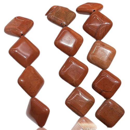 Gemstone Jewelry Beads, Red Jasper, Rhombus, DIY, red, 15mm, Sold Per 38 cm Strand