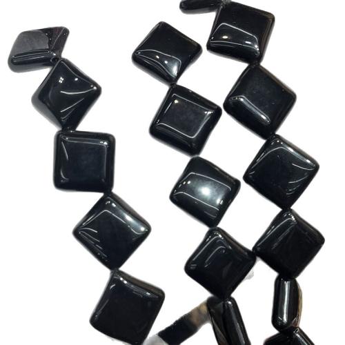 Natural Black Obsidian Beads, Rhombus, DIY, black, 15mm, Sold Per 38 cm Strand