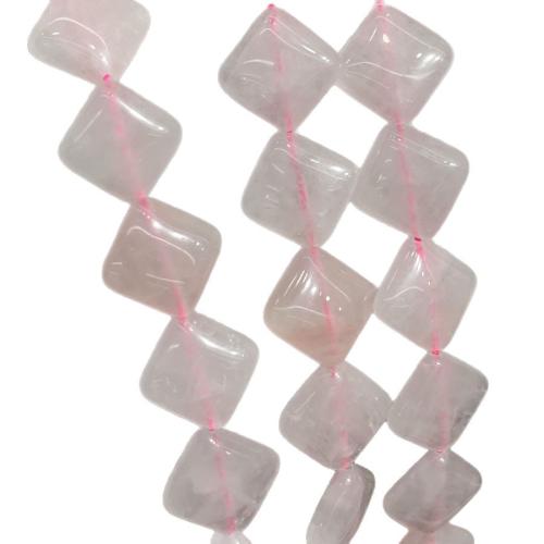 Natural Rose Quartz Beads, Rhombus, DIY, pink, 15mm, Sold Per 38 cm Strand