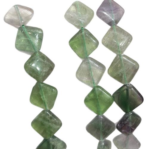 Natural Fluorite Beads, Green Fluorite, Rhombus, DIY, mixed colors, 15mm, Sold Per 38 cm Strand