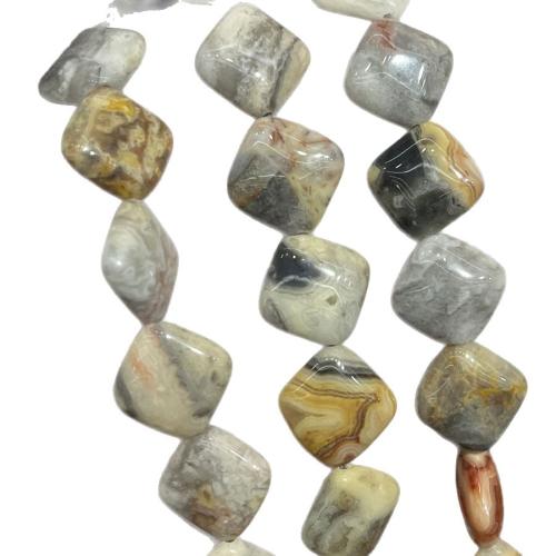 Perle naturelle Agate Crazy, agate folle, Losange, DIY, couleurs mélangées, 15mm, Vendu par 38 cm brin