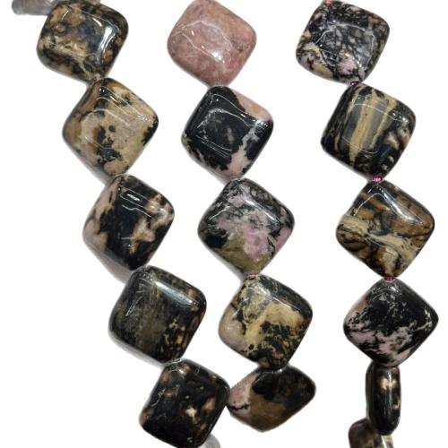 Black Stripes Rhodochrosite Stone Beads, Rhombus, DIY, mixed colors, 15mm, Sold Per 38 cm Strand