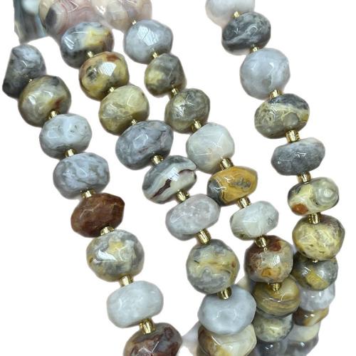 Perle naturelle Agate Crazy, agate folle, avec Seedbead, DIY, couleurs mélangées, 15mm, Vendu par 38 cm brin