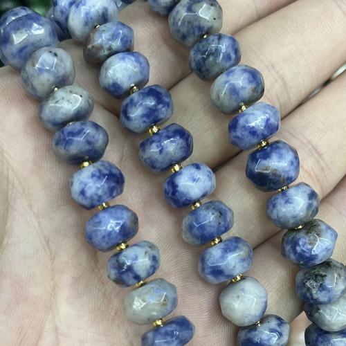 Perles bijoux en pierres gemmes, Pierre bleue de Speckle, avec Seedbead, DIY, couleurs mélangées, 6.5-10mm, Vendu par 38 cm brin