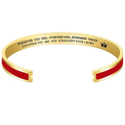 304 Stainless Steel Cuff Bangle, gold color plated, for woman & enamel, more colors for choice, Inner Diameter:Approx 65mm, Sold By PC