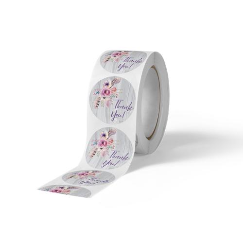 Copper Printing Paper Sticker Paper, with Adhesive Sticker, Round, different designs for choice, 25mm, 500PCs/Spool, Sold By Spool