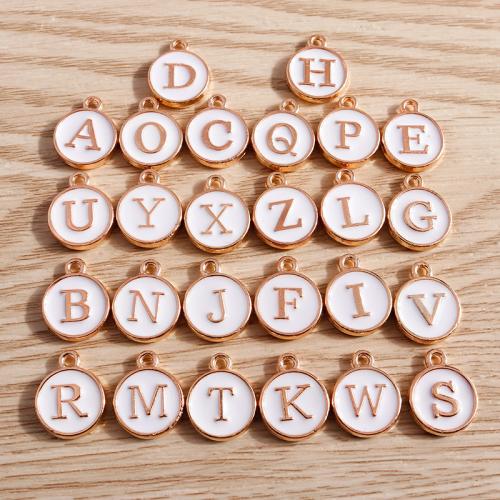 Tibetan Style Alphabet and number Pendants, Flat Round, plated, DIY & different designs for choice & enamel, more colors for choice, 12x15mm, 10PCs/Bag, Sold By Bag
