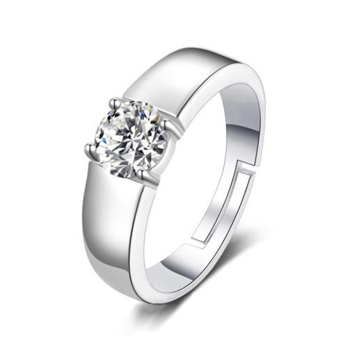 Messing Manschette Fingerring, silberfarben plattiert, verschiedene Stile für Wahl & für den Menschen & mit Strass, Größe:7-10, verkauft von PC