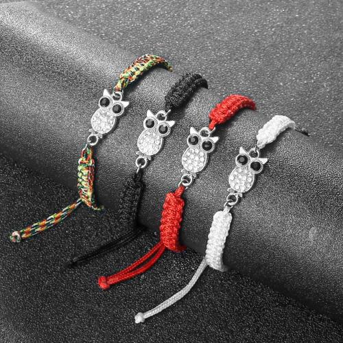 Tibetan Style Bracelet, with Nylon Cord, gold color plated, fashion jewelry & with rhinestone, more colors for choice, 70x50x10mm, Length:28 cm, Sold By PC