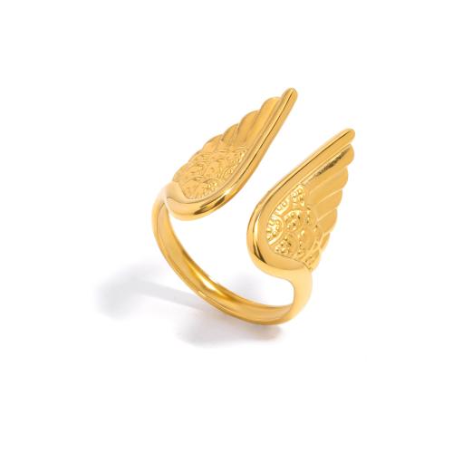 Stainless Steel Finger Ring, 304 Stainless Steel, gold color plated, fashion jewelry, golden, Sold By PC