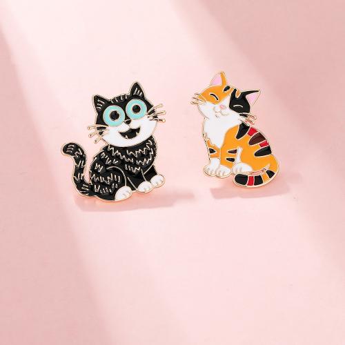 Broche émail, alliage de zinc, chat, Placage, unisexe & styles différents pour le choix, doré, Vendu par PC