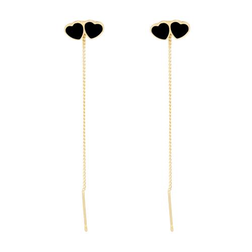 Tibetan Style Drop Earrings, Heart, plated, fashion jewelry & for woman & enamel, golden, Sold By Pair