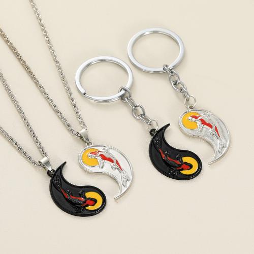 Collar de Aleación de Zinc, chapado, unisexo & diferentes estilos para la opción & esmalte & 2-tono, Vendido por Set