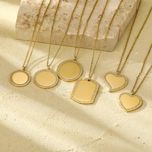 Stainless Steel Jewelry Necklace, 304 Stainless Steel, plated, different styles for choice & for woman & with rhinestone, more colors for choice, Sold By PC