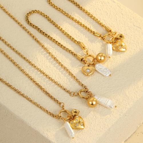 Joyería de acero inoxidable de diamantes de imitación, acero inoxidable 304, con Perlas plásticas, chapado, diferentes estilos para la opción & para mujer & con diamantes de imitación, más colores para la opción, Vendido por UD