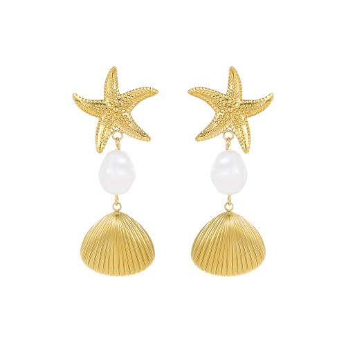 Edelstahl Tropfen Ohrring, 304 Edelstahl, mit Kunststoff Perlen, 18K vergoldet, Modeschmuck & für Frau, verkauft von Paar