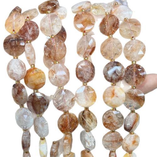 Red Marble Glue Stone Beads, with Seedbead, Flat Round, DIY, mixed colors, 15mm, Sold Per 38 cm Strand
